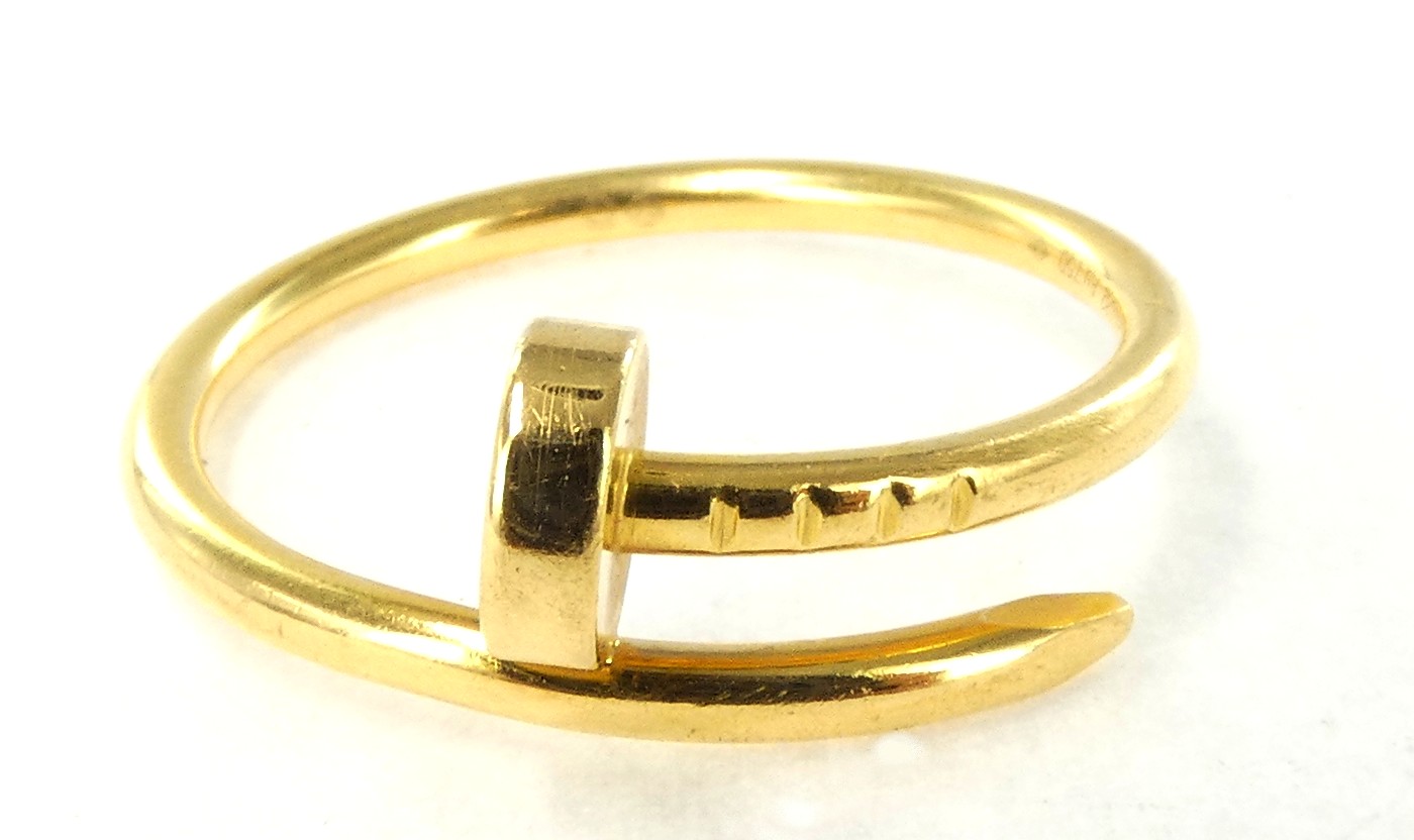 Lot 12 — CARTIER "Juste un clou" : Bague Or 750 mil. Poinçonnée, T 57